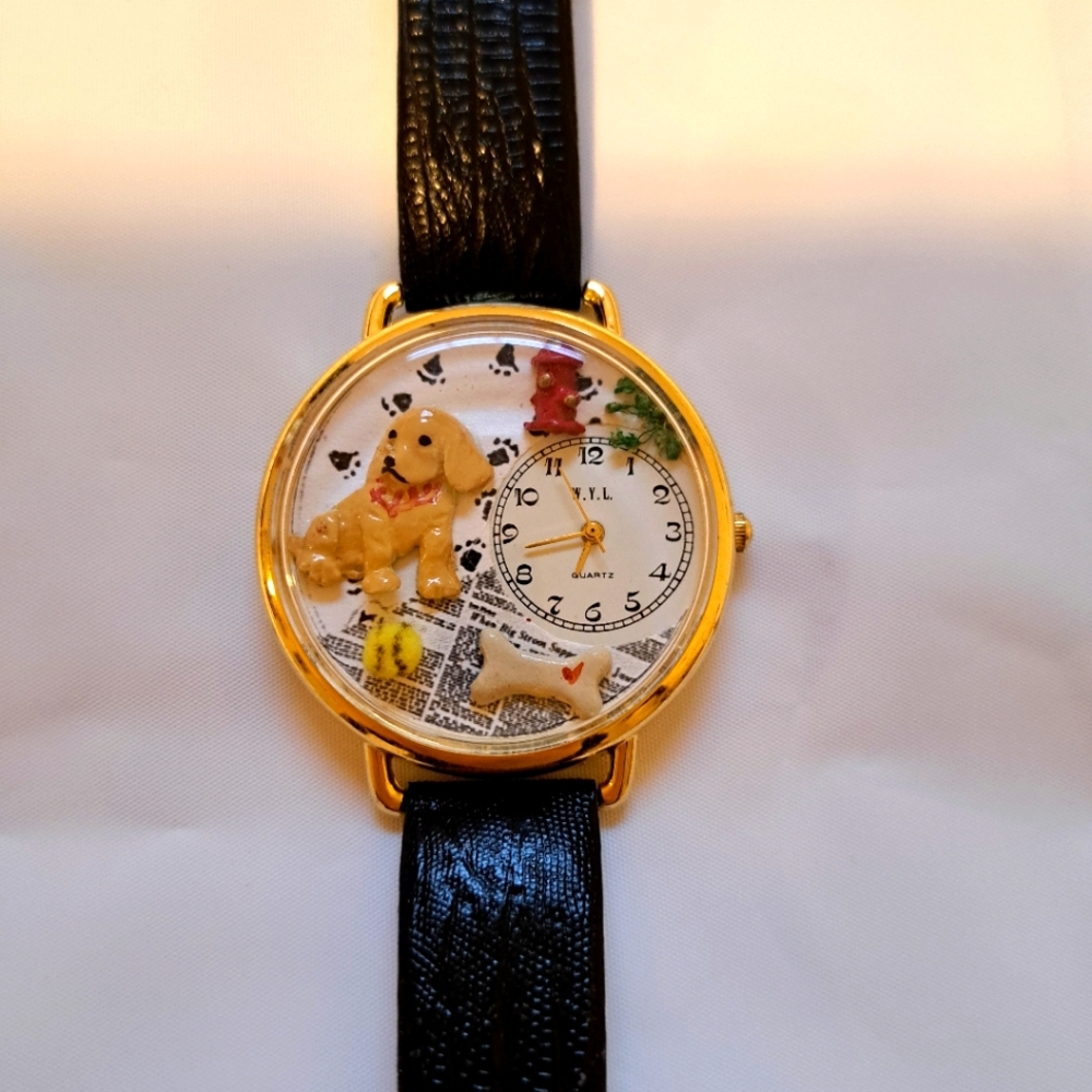 YXL Dog Design Watch - Black and Gold